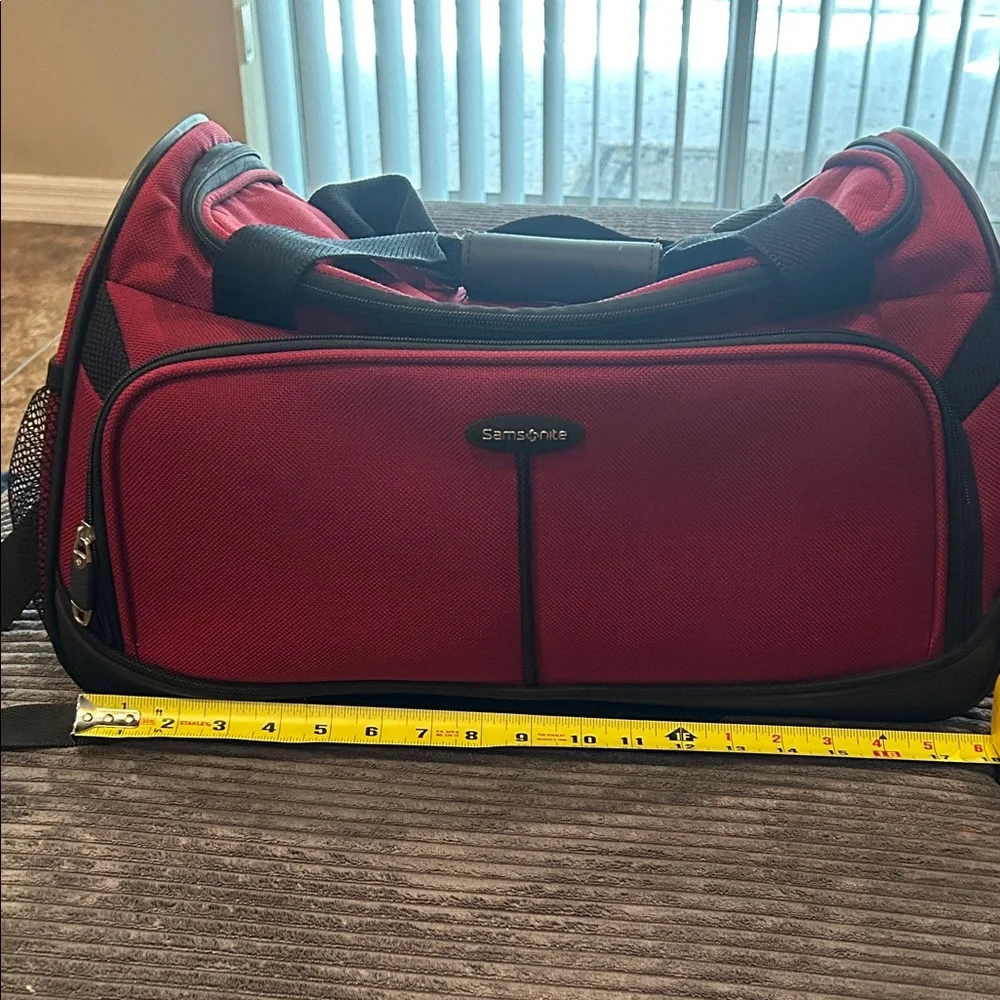 Samsonite Red and Black Duffel Bag with Shoulder Strap